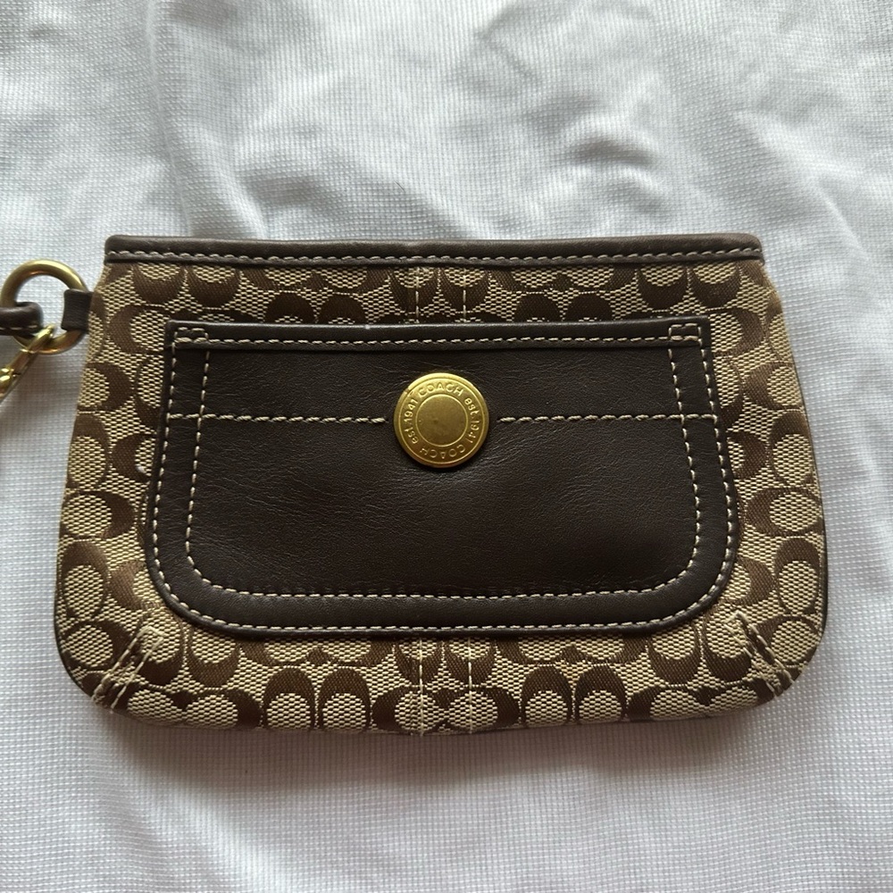 Classic Brown & Tan Coach Wristlet